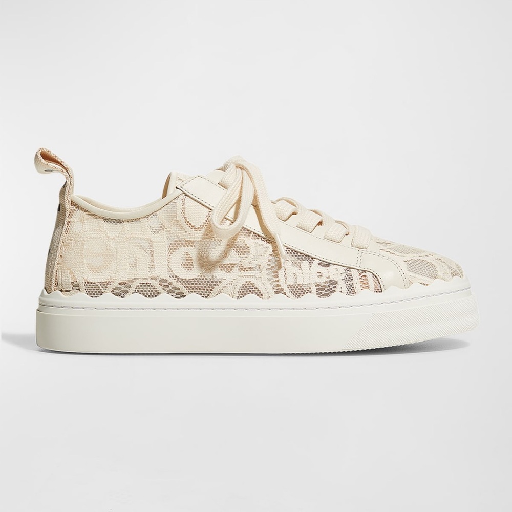 Chloe Off-White Lace Detail Sneakers
